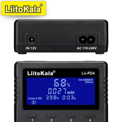 LiitoKala Lii-PD4/PD2 AC PD Charger – Fast Charging 4/2-Bay for 21700, 18650, AA & AAA Batteries with LCD & Multi-Protection