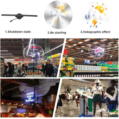 42CM 3D Hologram Fan WiFi HD Holographic Advertising Projector Display – Rotating LED Light for Shops, Bars, Parties & Christmas Promotion
