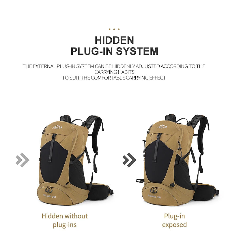 35L Mountaineering Backpack - Waterproof Outdoor Sports Bag for Men & Women, Camping & Hiking Rain Gear