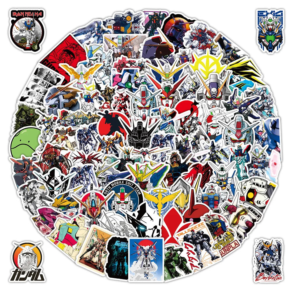 105-Piece Mobile Suit Gundam Stickers - Waterproof Cartoon Graffiti Decals for Laptops, Phones, Water Bottles and Guitars