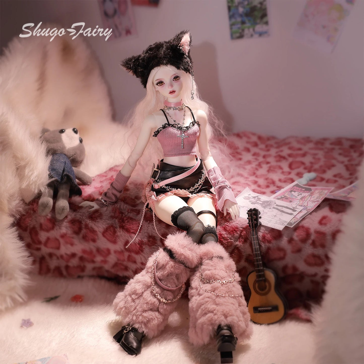Celia N Y2K Baddie 1/4 BJD Doll – Fullset Pastel Punk Pink Cyber Style, Sweet Honey Girl ShugaFairy Collectible Figure