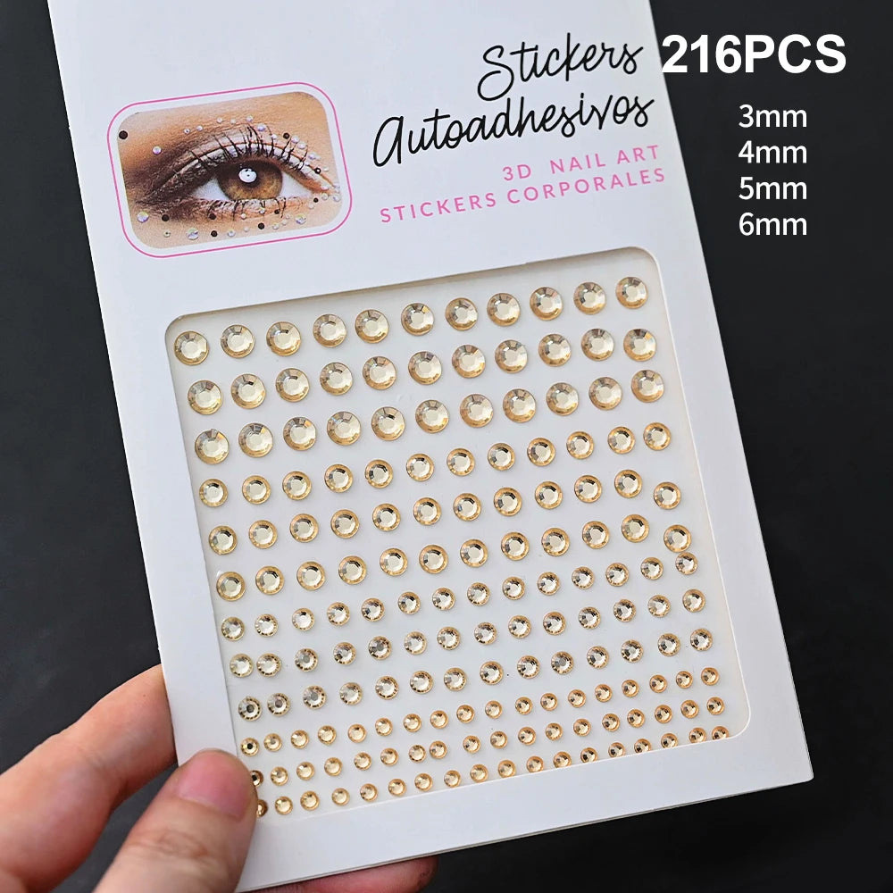 5D Face Diamond Gem Stickers - Colorful Rhinestone Body Makeup Tattoo for Festival, Nail Art & DIY Bling Style