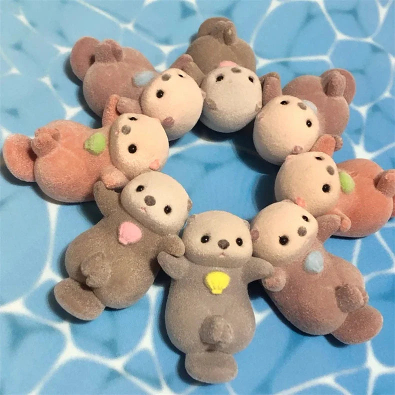 Genuine YELL Gashapon Capsule Toy – Kawaii Flocking Otter Figures for Kids, Desk & Collectible Decor