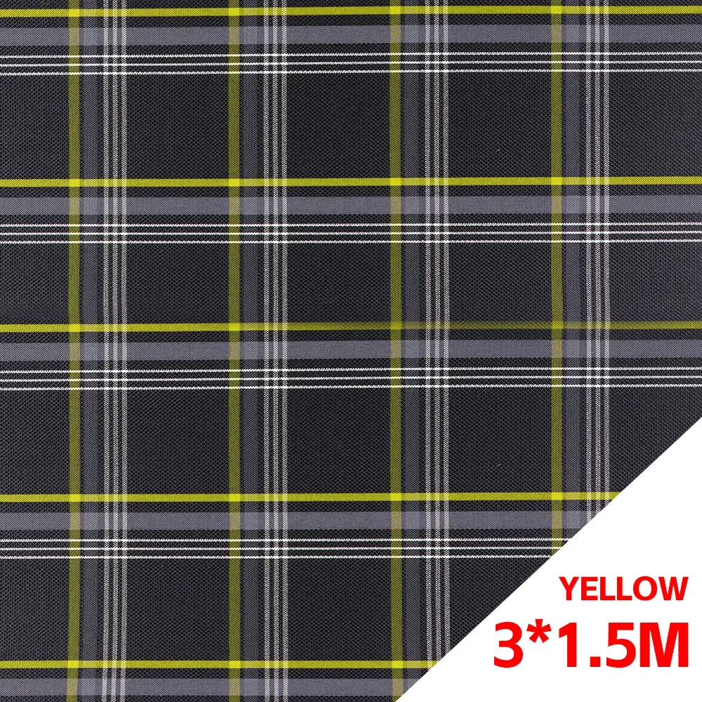 JDM Plaid Car Seat Cover Fabric - 1 × 1.5M Vintage Classic Interior Upholstery Cloth