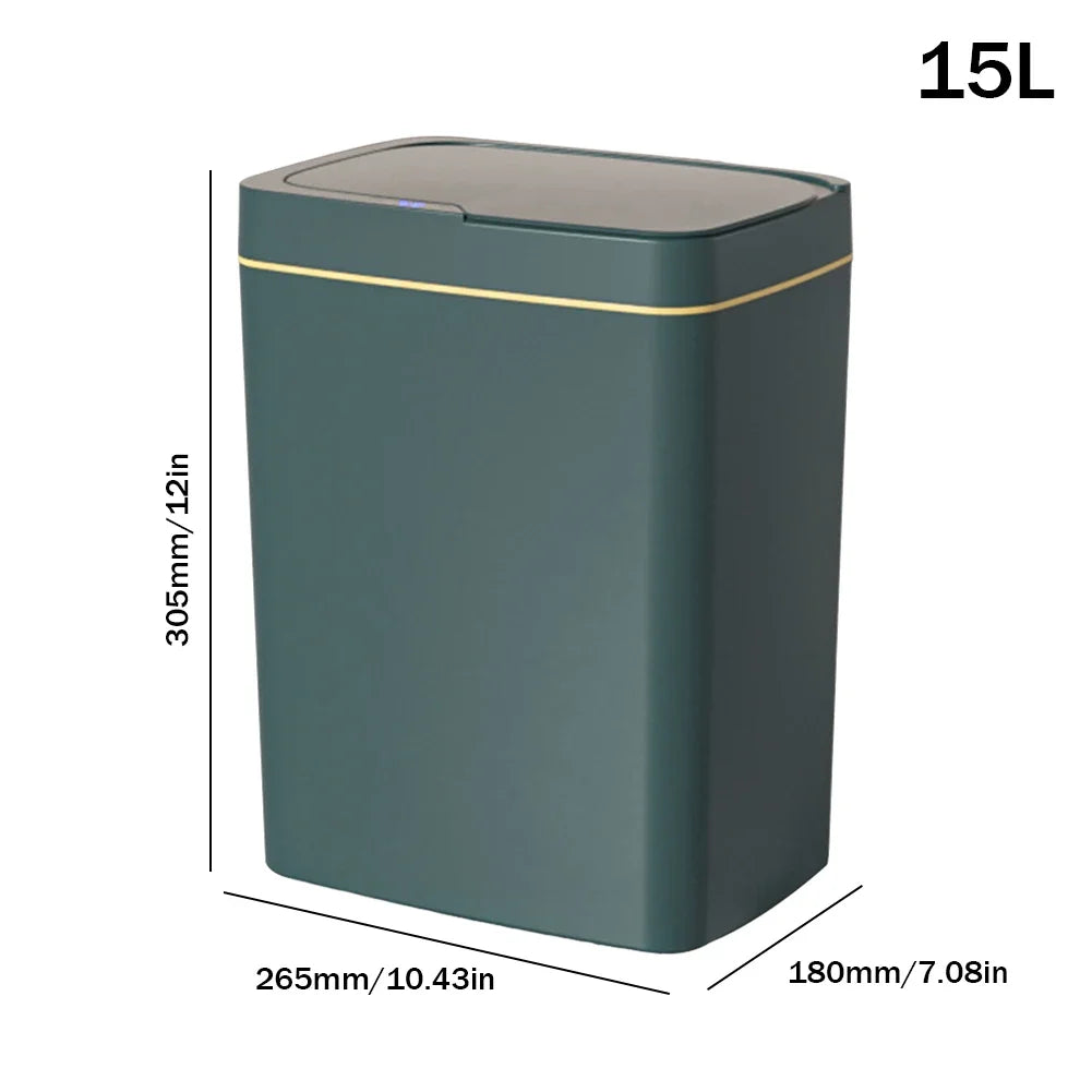 15/18L Smart Sensor Trash Can — Waterproof Touchless Automatic Motion Trash Bin for Kitchen & Bathroom