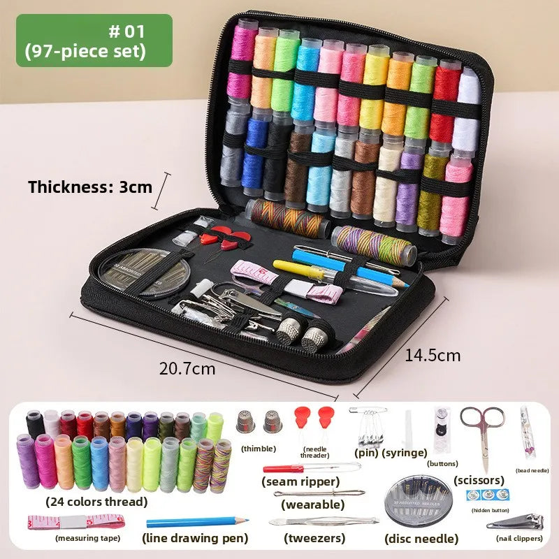 Complete Sewing Kit Set - Professional Threads, Needles, Scissors & Tape Measure for DIY Crafts and Home Repairs