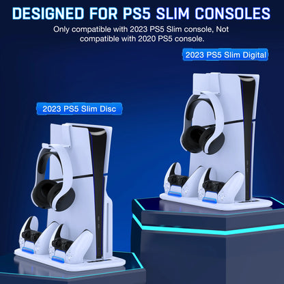 DinoFire PS5 Slim Cooling & Charging Stand – Vertical Fast Controller Charging Station for Disc & Digital PlayStation 5 Console