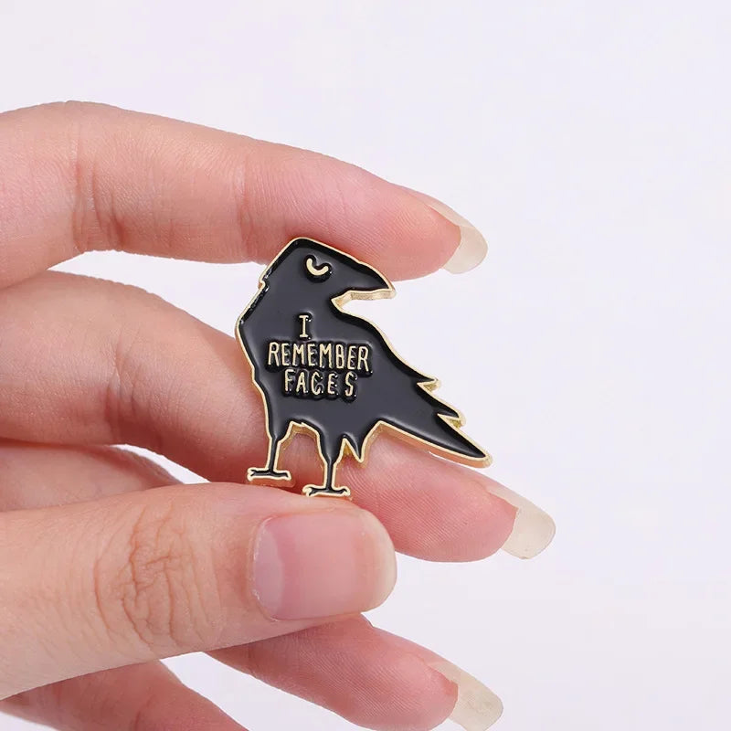Black Raven Alloy Enamel Pin – Animal Metal Brooch for Clothes, Lapel & Accessories