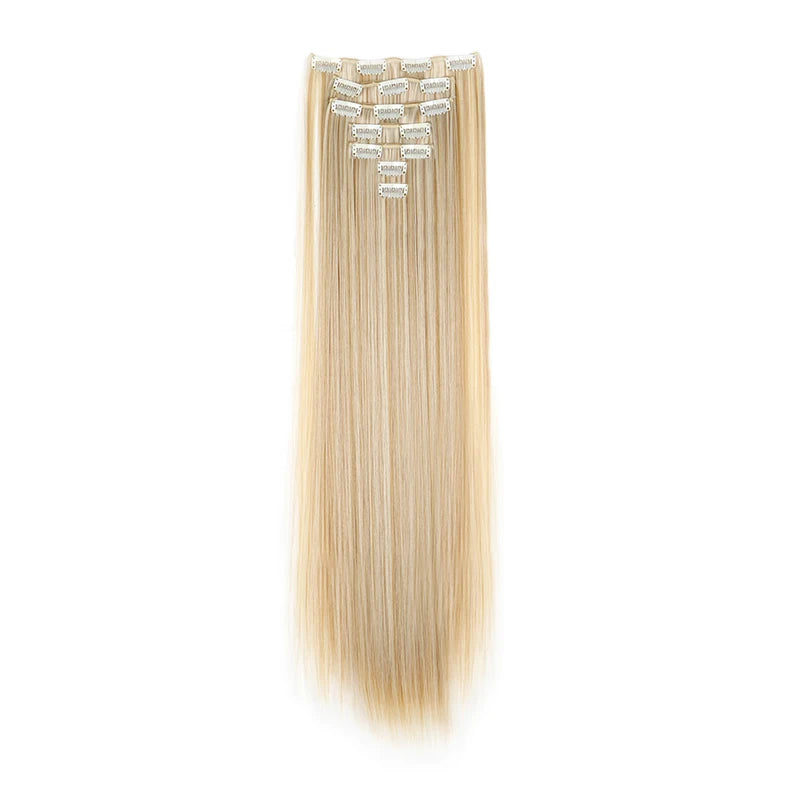 WIGSIN 24-Inch Straight Hair Extensions - 7-Piece Clip-In Synthetic Hair Set for Women