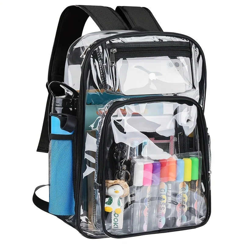 Clear PVC Backpack – Large Heavy Duty See-Through Bookbag with Reinforced Straps for School