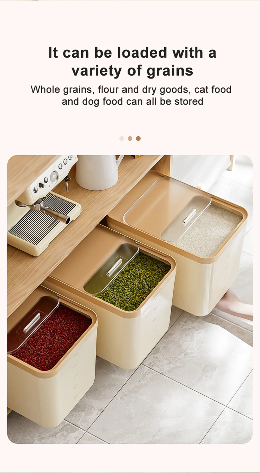 10KG Rice Storage Container & Pet Food Box - Sealed Cereal Dispenser with Buckle, Insect-Proof Grain Organizer for Kitchen