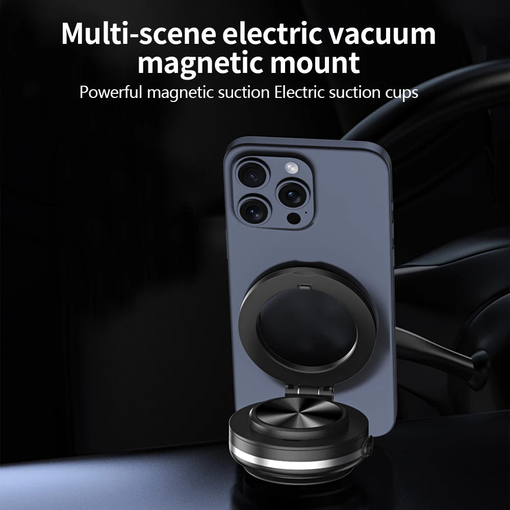 Car Phone Holder Magnetic Mount - 360° Rotating with Strong Vacuum Adsorption, Compatible with iPhone 12-16 Pro Max