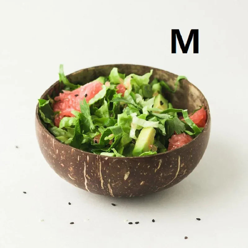Natural Coconut Shell Bowl – Lightweight Fruit, Salad & Dessert Bowl Southeast Asia Tableware Set
