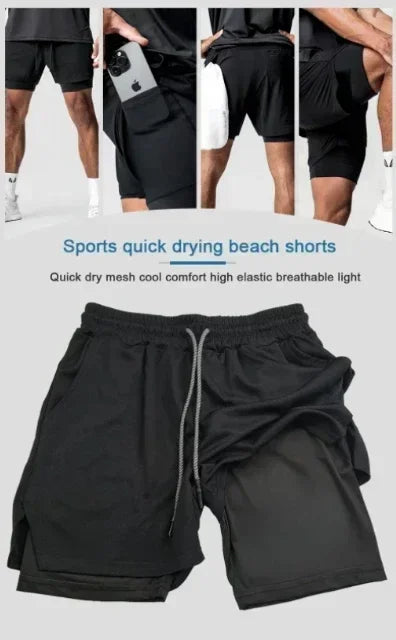 ONE PIECE Anime Double-Layer Shorts – Men’s Breathable Sports Five-Point Pants
