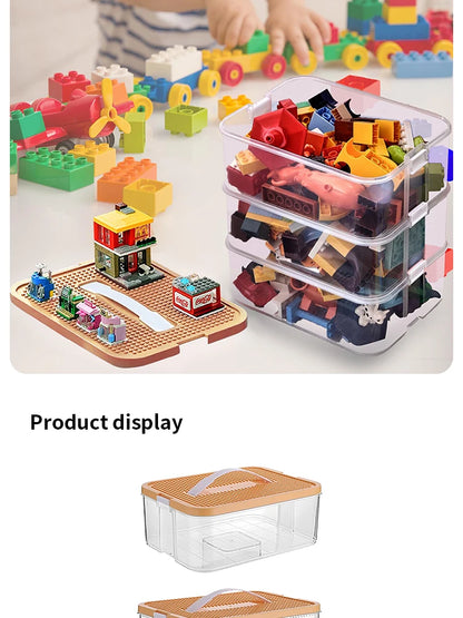 Stackable Building Blocks Toy Storage Box for Kids – Brick-Shaped Plastic Container with Lid – Toy Organizer & Sundries Bin