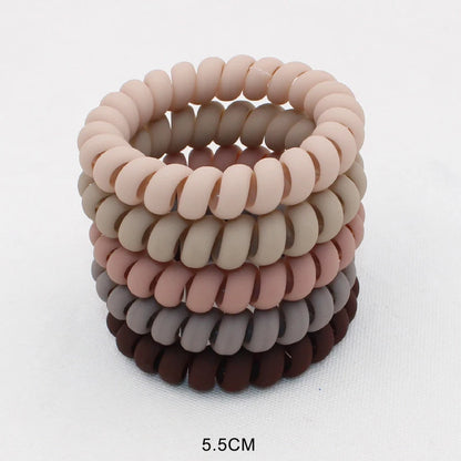 5Pcs Matte Spiral Hair Bands - Fashion Telephone Wire Elastic Hair Ties Stretchable Cord Rubber Bands for Women & Girls