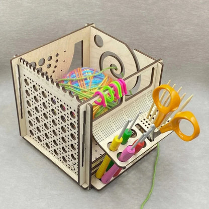 DIY All-in-One Wooden Yarn Bowl – Crochet Organizer & Knitting Storage Dispenser, Ideal for Yarn and Thread