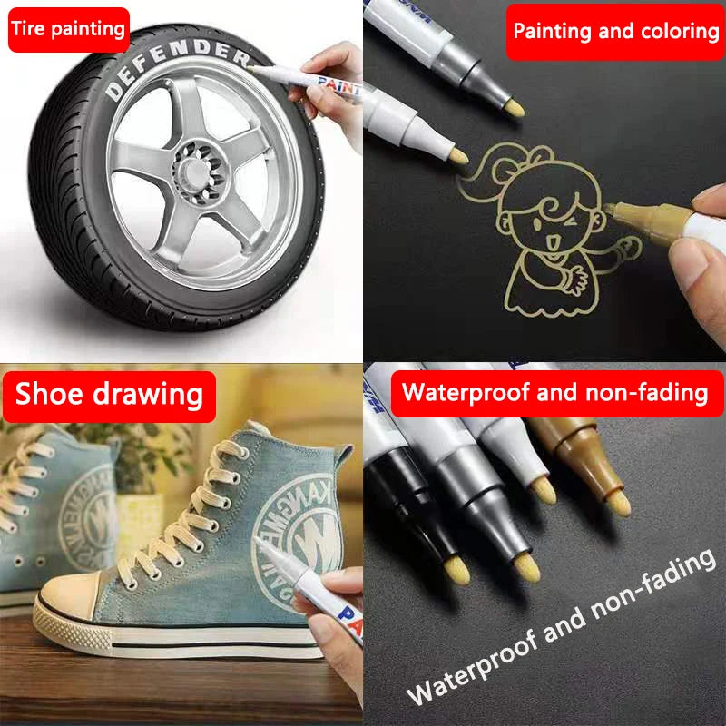 White Marker Pens Set - 2.0mm Oily Waterproof Gel Pen for DIY Graffiti, Sketching, Stationery, Writing, School Supplies