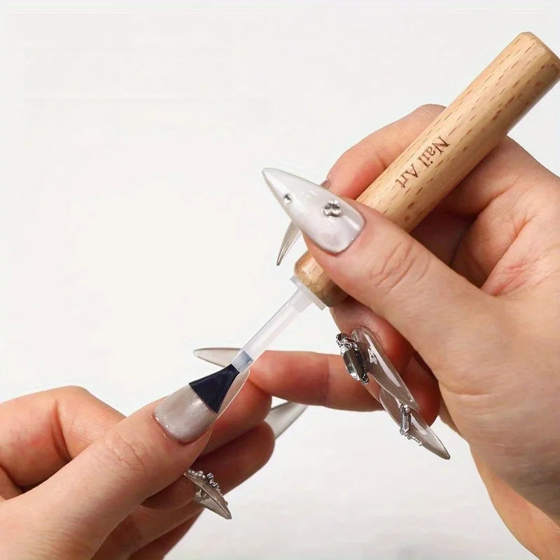Professional Nail Art Brush Set - Detachable Wooden Handle Multi-Functional Polish & Design Tools
