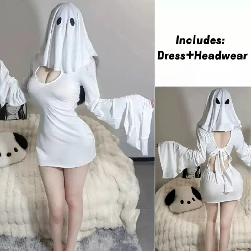 Ghost Girl Cosplay Costume - Women’s Ghost Princess Two-Piece Fishtail Halloween Skirt Set