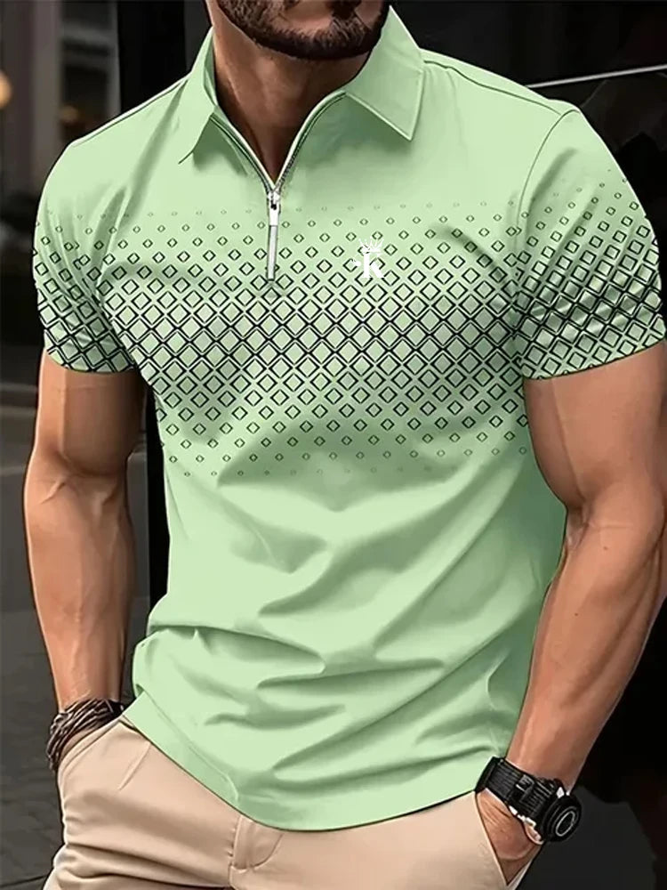 Men's Golf Polo Shirt - Business Casual Short Sleeve 3D Print Summer Polo