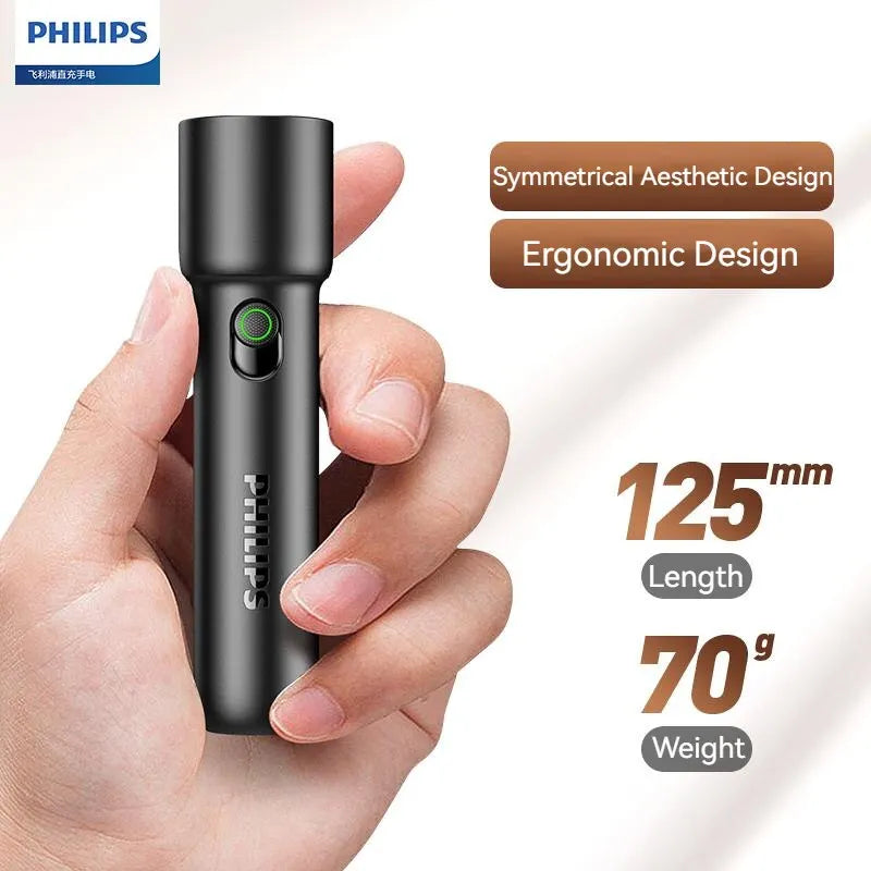 Philips 2025 New EDC Portable Rechargeable LED Flashlight – Self Defense, Camping & Hiking Tool