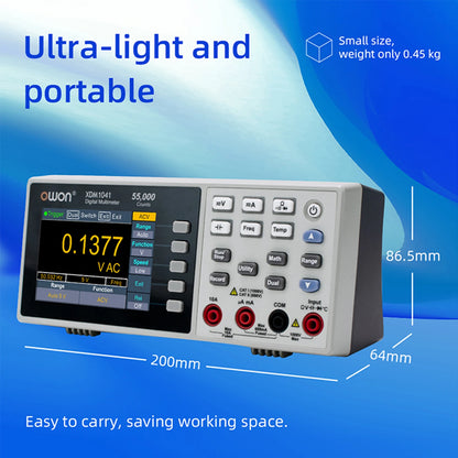 OWON XDM1041/XDM1241 Bench Digital Multimeter – 55000 Counts True RMS Voltmeter with 3.5'' LCD & Temperature Measurement
