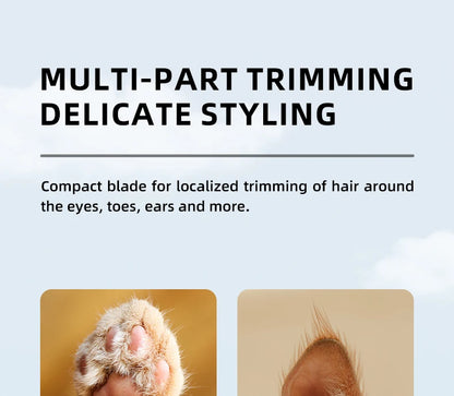 Type-C Dog Paw Trimmer - Waterproof Pet Hair Clippers with LED Light & Display, 18mm Wide Blade Grooming Tool