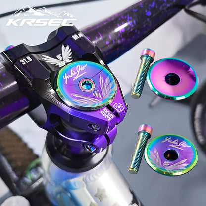 KRSEC Bicycle Headset Cap - Rainbow Aluminum Alloy MTB Road Bike Stem Top Cap Cover