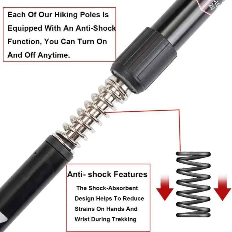 Collapsible Lightweight Hiking Trekking Poles — Adjustable Anti-Shock Walking Sticks for Men and Women