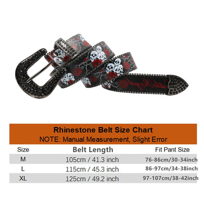 Nice Brand Three Skull Rhinestone Belt – Western Punk Hip-Hop Style for Men & Women