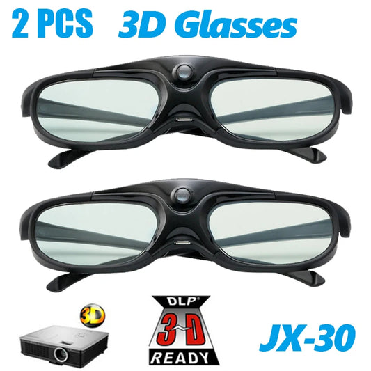 2PCS Active Shutter 3D Glasses 96-144Hz – Compatible with BenQ, Acer, Optoma, JmGo V8, XGIMI Projectors