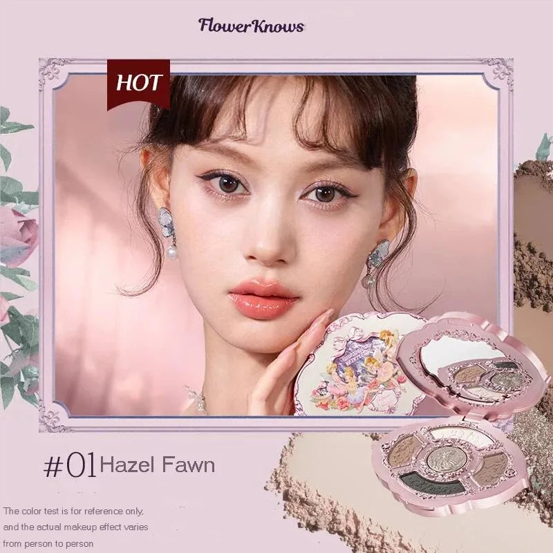 Flower Knows Moonlight Mermaid Eyeshadow Palette – 5-Color Matte, Shimmer & Glitter Waterproof Eye Shadow