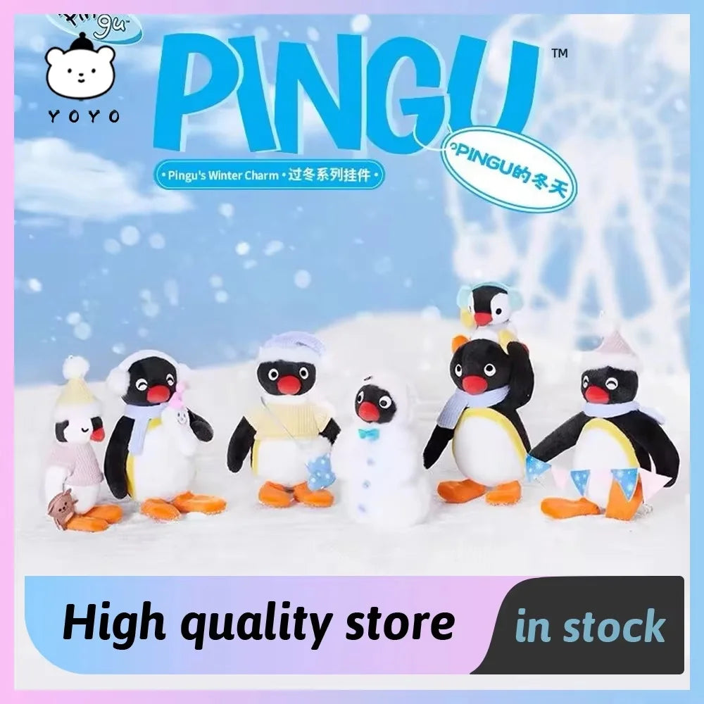 New Genuine Pingu Plush Doll – Winter-Themed Penguin Family Bag Hanging Decoration, Cute Plush Toy & Customized Gift