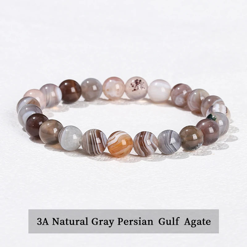 Natural Stone Beaded Bracelet - Obsidian, Fluorite & Quartz Healing Stretch Jewelry for Men & Women