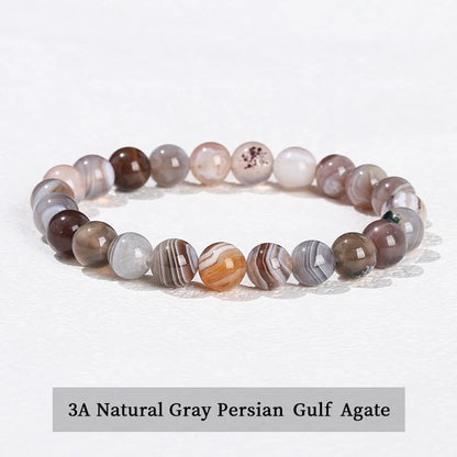 Natural Stone Beaded Bracelet - Obsidian, Fluorite & Quartz Healing Stretch Jewelry for Men & Women