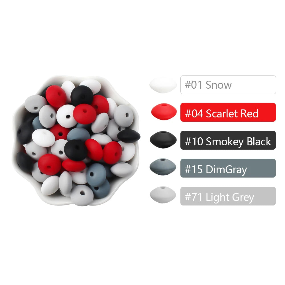 100/50/20Pcs Silicone Lentil Beads - 12mm BPA Free Loose Spacer Beads for DIY Jewelry Making Bracelets Necklaces Keychains