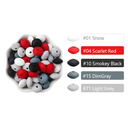 100/50/20Pcs Silicone Lentil Beads - 12mm BPA Free Loose Spacer Beads for DIY Jewelry Making Bracelets Necklaces Keychains