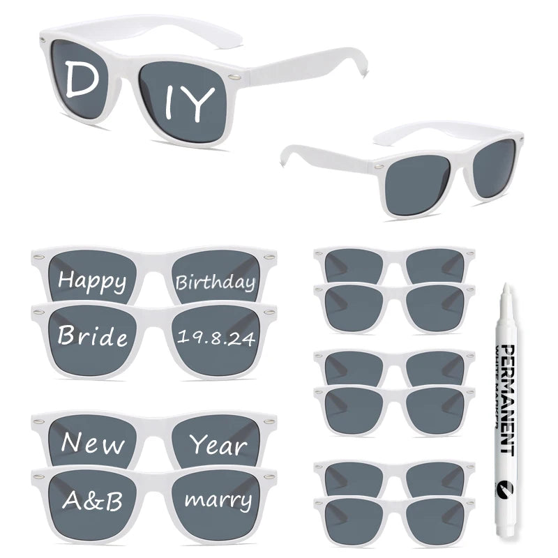 KAMMPT 12-Pair Candy Color Sunglasses Set – Fashion DIY Bride Decor Shades for Women, Festivals & Party Gifts