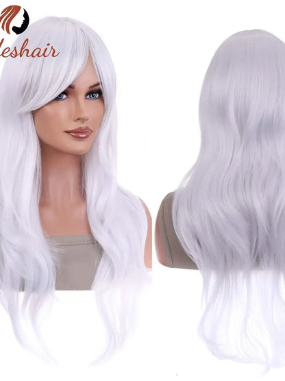 Aideshair 28" Long Wavy Curly Synthetic Wig – Heat Resistant Cosplay Wig for Women with Free Wig Cap