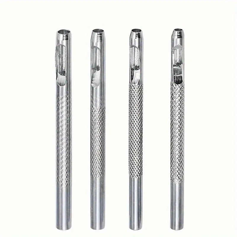 4pcs Leather Hole Punch Set – Round Hollow Cutter Tool for Belts, Canvas, Paper & Plastic Materials