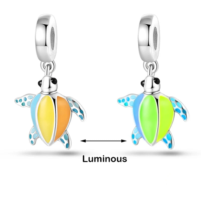 Chameleon Luminous Firefly & Butterfly Silver-Plated Charms - 925 Silver for DIY Bracelet Jewelry Making