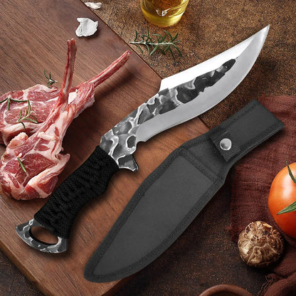 Hand Forged Butcher Boning Knife - Meat Cleaver, Vegetable, Fruit & Fish Filleting Kitchen Knife for Chefs