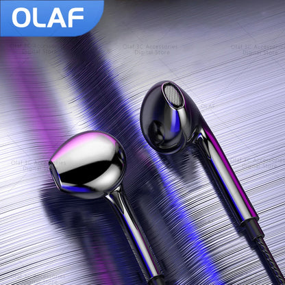OLAF 3.5mm Wired Earphones - In-Ear Stereo Headphones with Microphone, Bass & In-Line Control