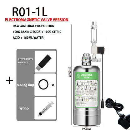 Aquarium DIY CO2 Generator Kit – Stainless Steel CO2 Cylinder & Carbon Dioxide Reactor System for Plants & Fish Tanks