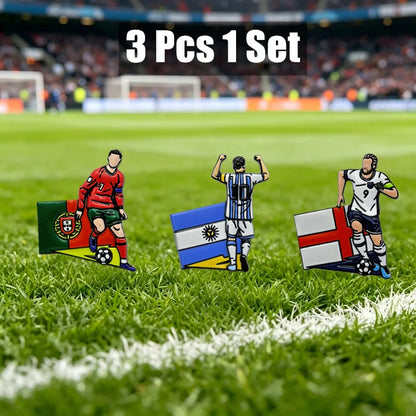 Football Enamel Brooch Pins - 3-Piece Soccer Player Lapel Badge Set for Backpacks, Clothing & Fans