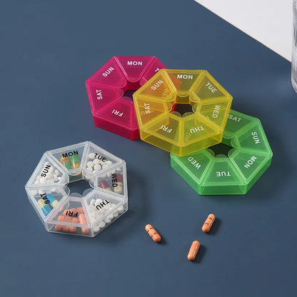 7 Day Weekly Pillbox – Tablet Holder & Medicine Organizer with Color-Coded Compartments