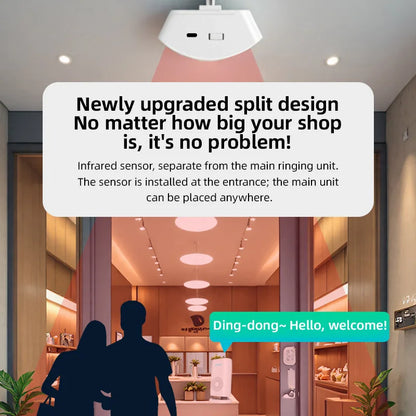 Wireless PIR Motion Sensor Doorbell - 110dB Welcome Chime Alarm with Split Design for Home, Shop and Store Security