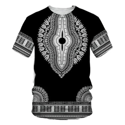 Summer African Dashiki 3D Print T-Shirt - Harajuku Ethnic Pattern Streetwear Tee for Men and Kids