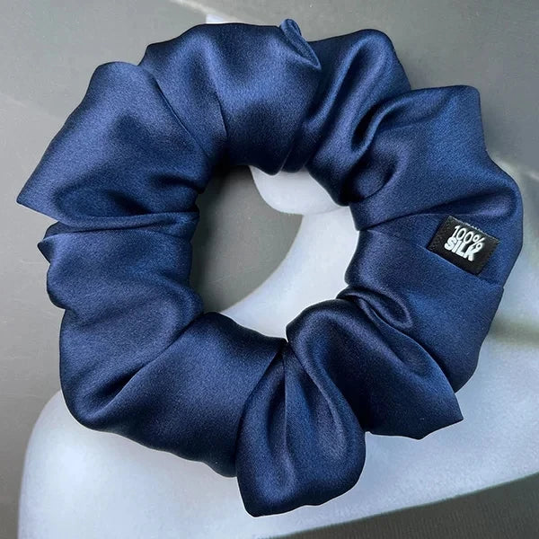 100% Mulberry Silk Hair Scrunchies – 19 Momme Elastic Hair Ties for Women & Girls, Large Soft Ponytail Holders Luxury Hair Accessories